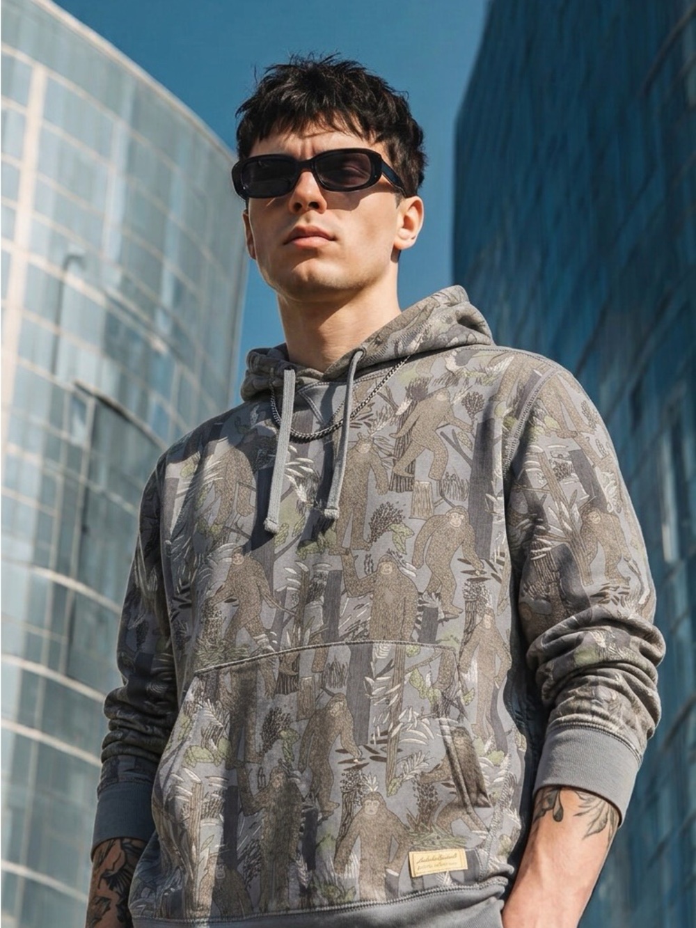 Eddie Bauer Gray Patterned Pullover Hoodie